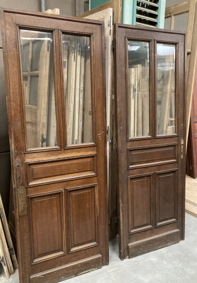 Ancienne Porte D’armoire En Verre Biseauté Et Laiton – Idéal Pour Projet DIY Ou Déco Atelier