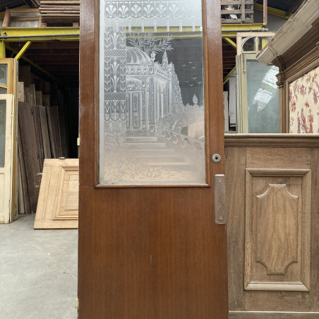 porte ancienne verre gravé