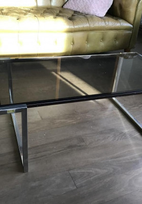 Table basse verre et chrome