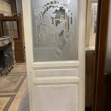 Belle porte ancienne avec verre gravé