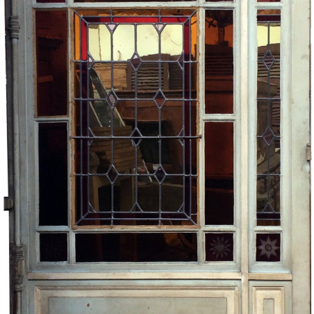 Double porte ancienne bois avec vitraux