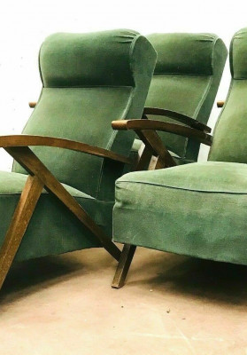 Suite de quatre fauteuils relax des années 1970